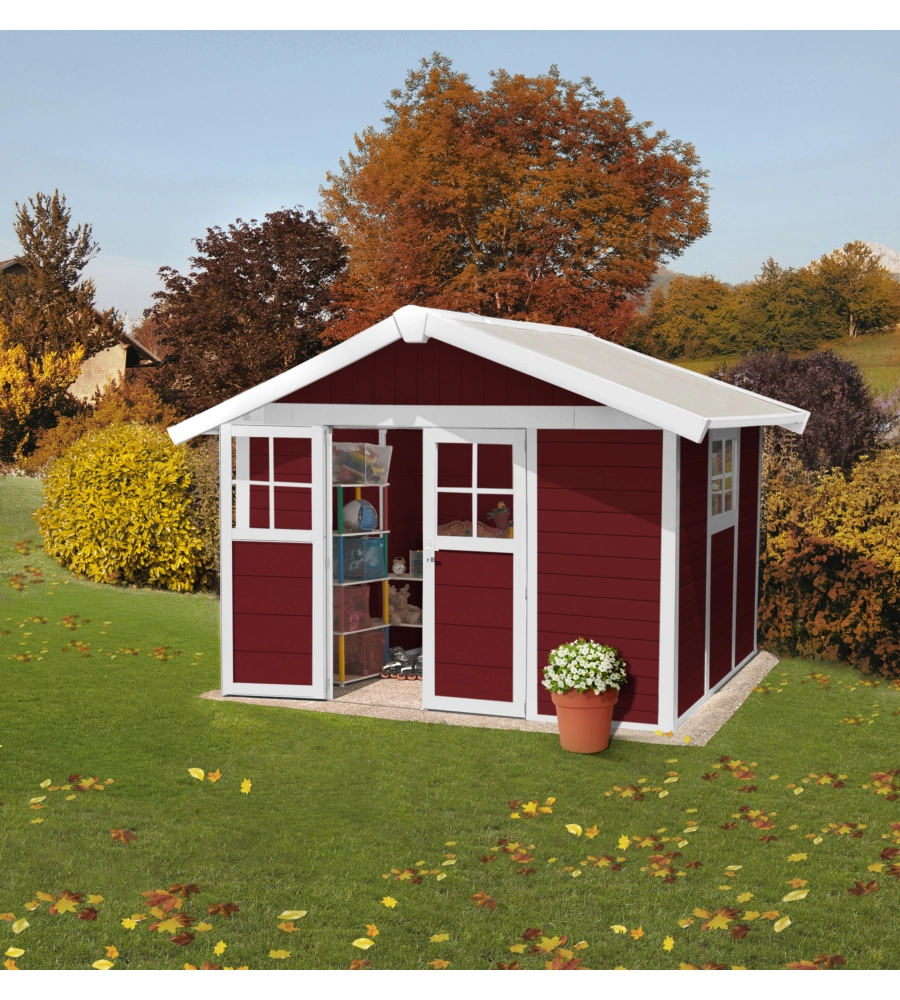 Casetta da giardino in pvc grosfillex "deco rosso"  7,5 mq - 23007242